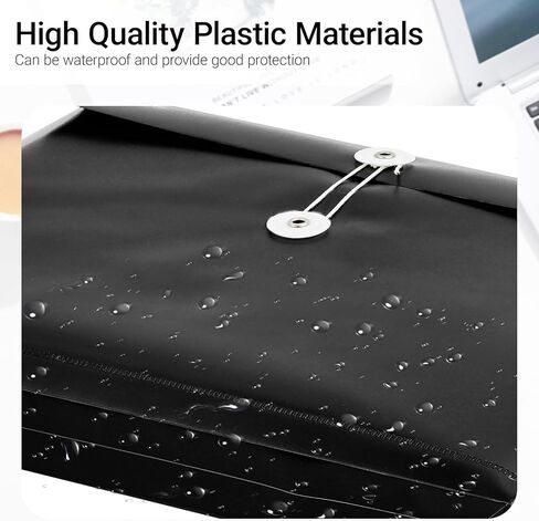 Plastic Expandable Envelopes Files Document Folders, for Letter A4 Size, with String Tie Closure - 1-1/4 Inch Expansion - for School Office & Home (Black, Horizontal) in Saudi Arabia