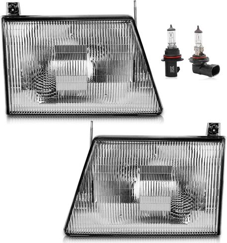Headlights Assembly for 1992-1996 Ford E-150 Econoline Halogen Headlamp Replacement, High/Low Beam W/Bulbs, Driver&Passenger Side in Kuwait