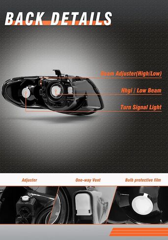 Headlight Assembly Compatible with 2005 2006 2007 Chrysler Town & Country Chrome Housing Amber Reflector Headlamp Driver and Passenger Side(Bulbs Not Included) in Kuwait