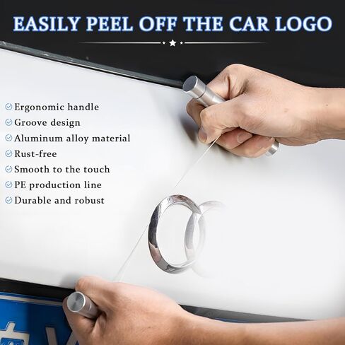 Car Emblem Removal Tool, Aluminum Alloy Vehicle Surface Logo Plate Line Remover with 20PCS Nylon Cables, Automotive Badge Removal Tool for Wrapping Film, Universal for Vehicles in Kuwait
