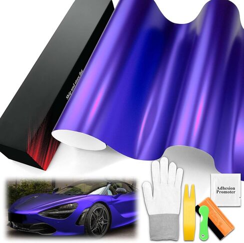 1FTx5FT PET Romance Chrome Purple Vinyl Wrap Auto Car Sticker Decal Film Sheet Bubble Free Air Release Technology with Tool Set in Kuwait