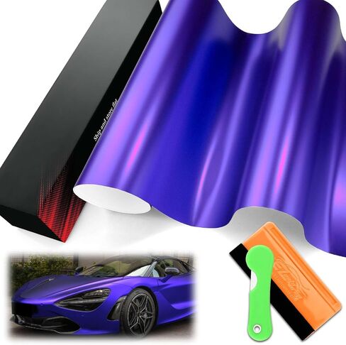 1FTx5FT PET Romance Chrome Purple Vinyl Wrap Auto Car Sticker Decal Film Sheet Bubble Free Air Release Technology with Tool Set in Kuwait