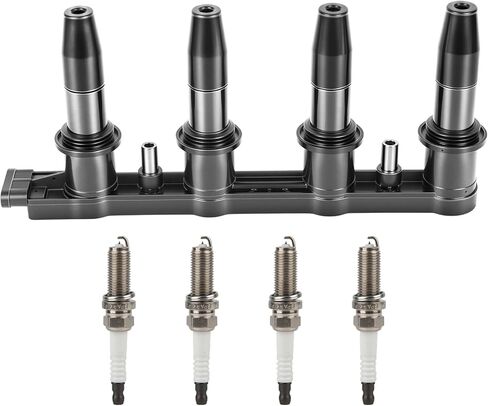 Ignition Coil Pack & Iridium Spark Plugs 1.6L 1.8L Compatible with Chevrolet/Chevy Aveo 5 2009-2011 Cruze Cruze Limited 2016 Sonic Pontiac G3 Wave 2009 2010 2011 2012 2013 2014 2015 Replace UF620 in Saudi Arabia
