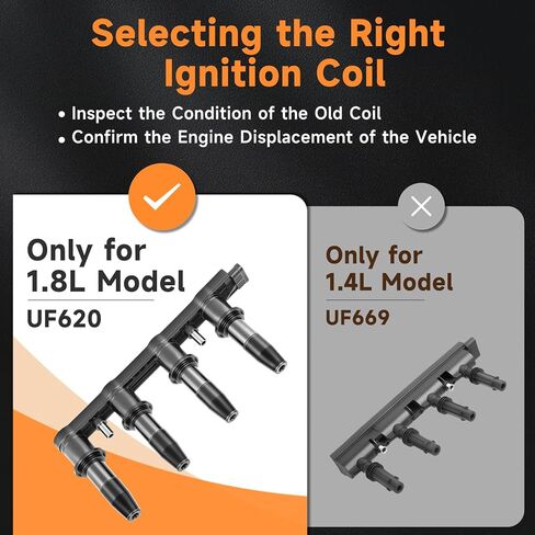 Ignition Coil Pack & Iridium Spark Plugs 1.6L 1.8L Compatible with Chevrolet/Chevy Aveo 5 2009-2011 Cruze Cruze Limited 2016 Sonic Pontiac G3 Wave 2009 2010 2011 2012 2013 2014 2015 Replace UF620 in Saudi Arabia