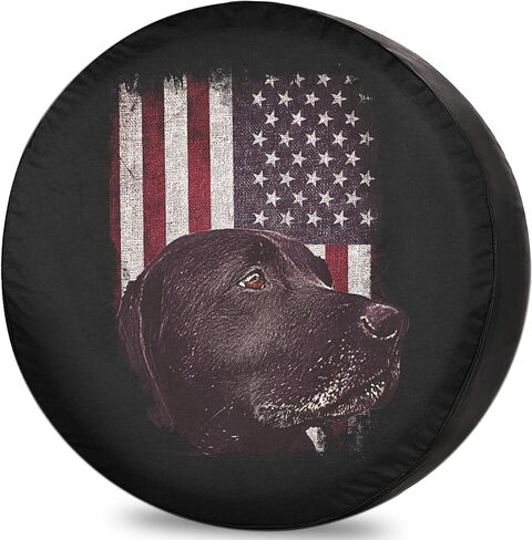 Camper Tire Covers for Travel Trailers Labrador USA Flag Camping Weatherproof Universal Fit for Camper Trailer RV SUV Truck 13 Inch in Saudi Arabia
