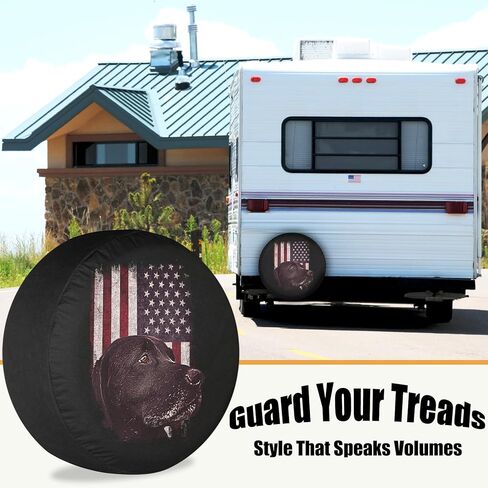Camper Tire Covers for Travel Trailers Labrador USA Flag Camping Weatherproof Universal Fit for Camper Trailer RV SUV Truck 13 Inch in Saudi Arabia