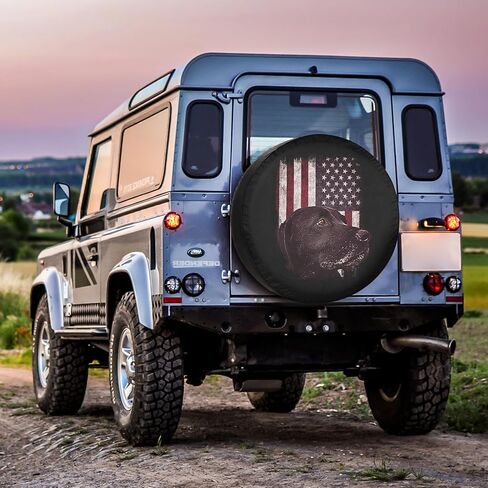 Camper Tire Covers for Travel Trailers Labrador USA Flag Camping Weatherproof Universal Fit for Camper Trailer RV SUV Truck 13 Inch in Saudi Arabia
