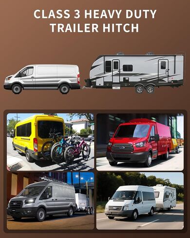 Class 3 Trailer Hitch with 2-Inch Receiver, Fits 2015–2025 Ford Transit-150/250, 2015–2024 Transit-350, 2022–2024 E-Transit, Bolt-On, Heavy Duty Carbon Steel, 6,000 lbs GTW in Saudi Arabia