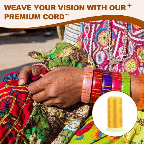 PATIKIL Bonded Thread, 0.2 mm 1094 Yards Polyester Sewing Cord for Weave Bracelets Pendant Ropes Macrame Bookbinding DIY Craft, Yellow in Kuwait