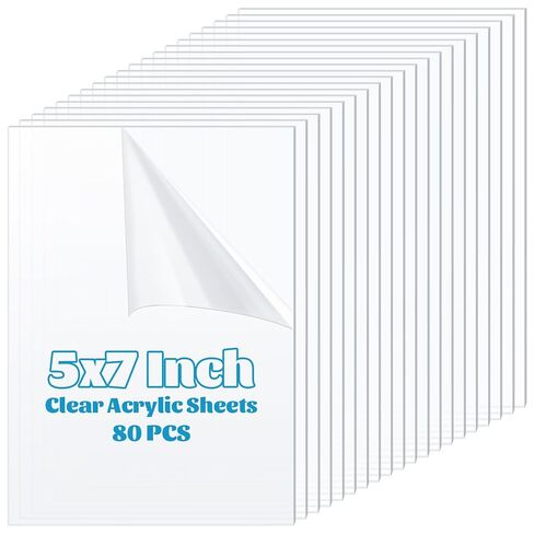 80PCS Clear Acrylic Sheets 5 x 7 Inch Acrylic Board 1 mm Thick Acrylic Panel Sheets for Crafts, Picture Frame, Projects Display & DIY in Kuwait