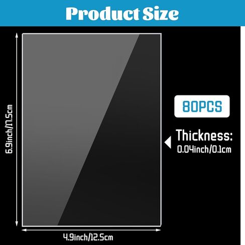 80PCS Clear Acrylic Sheets 5 x 7 Inch Acrylic Board 1 mm Thick Acrylic Panel Sheets for Crafts, Picture Frame, Projects Display & DIY in Kuwait