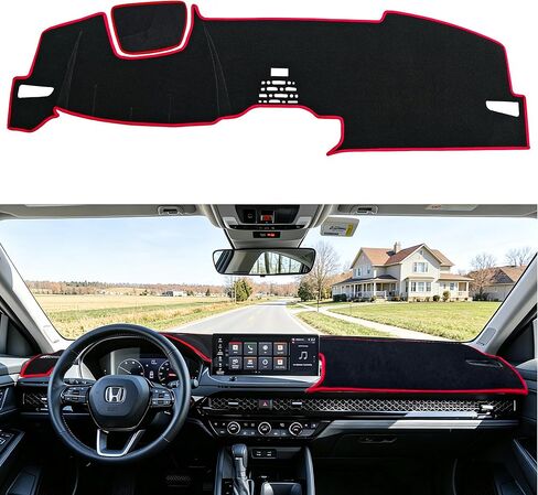 Dash Cover for Honda Accord 2023 2024 2025 2026 Accessories Dashboard Cover Mat Polyester Non-Slip Dash Protector Pad for Accord Center Console Sunshade No Glare Custom Fit, Red in Kuwait