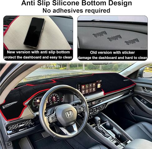 Dash Cover for Honda Accord 2023 2024 2025 2026 Accessories Dashboard Cover Mat Polyester Non-Slip Dash Protector Pad for Accord Center Console Sunshade No Glare Custom Fit, Red in Kuwait