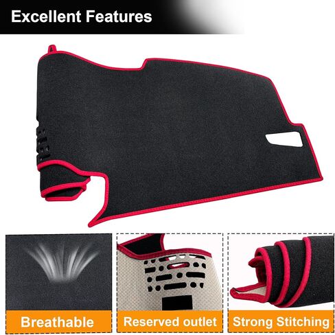 Dash Cover for Honda Accord 2023 2024 2025 2026 Accessories Dashboard Cover Mat Polyester Non-Slip Dash Protector Pad for Accord Center Console Sunshade No Glare Custom Fit, Red in Kuwait