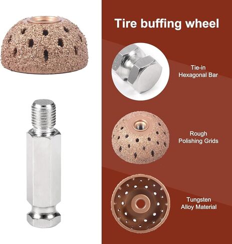 4-Piece Tire Repair Tool Kit Includes 42mm/55mm Tungsten Steel polishing Wheels, tire Patch Roller, Scraper, and Automotive tire Grinding and polishing Accessory Set. in Saudi Arabia