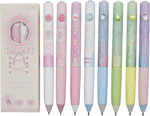 8 PCS Cute Bowknot Pens Ballet Pen Retractable Gel Pens Bling Writing Pen Black Ink For School Supplies Office Party Birthday in Kuwait