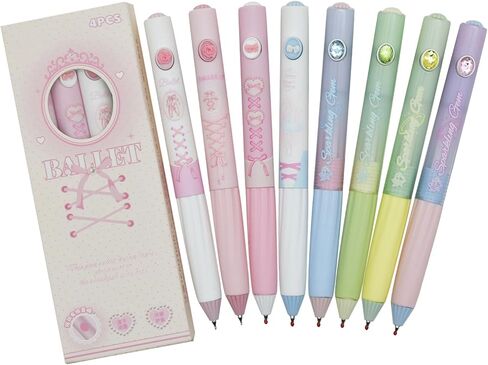 8 PCS Cute Bowknot Pens Ballet Pen Retractable Gel Pens Bling Writing Pen Black Ink For School Supplies Office Party Birthday in Kuwait