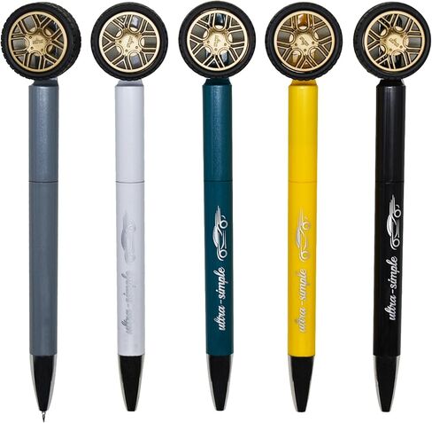 Maydahui 5 Pcs Cool Car Tire Shape Gel Pens Novelty Tyre Rotating Wheel Design Super Stress-Relieving Black Ink for Men Birthday Gifts School Office Supplies in Saudi Arabia