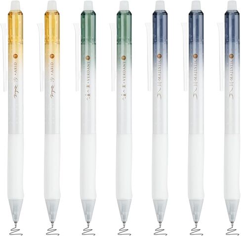 BAYTORY 7Pcs Fine Point Erasable Gel Pens, 0.5mm Retractable Black Ink Pen with Eraser, Aesthetics Pens Smooth Writing and Quick Dry for Note Taking Marking Planner (Black Ink) in Kuwait