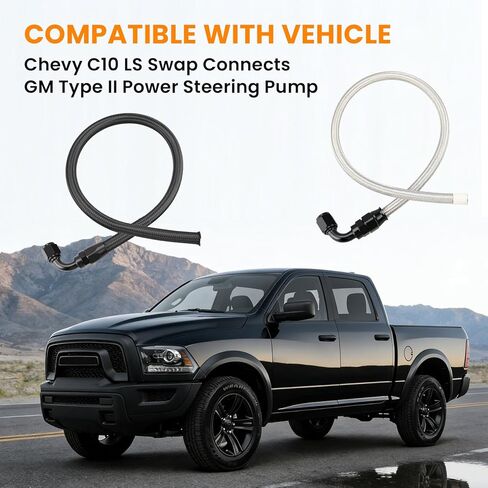 Universal AN6 Power Steering Hose Kit Compatible with Chevy C10 LS Swap, Fits GM Type II/Type 2 Power Steering Pump in Kuwait