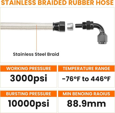 Universal AN6 Power Steering Hose Kit Compatible with Chevy C10 LS Swap, Fits GM Type II/Type 2 Power Steering Pump in Kuwait