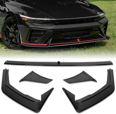 W-POWER، الشفة الأمامية مناسبة للتوافق مع 2024-2026 Hyundai Elantra N أو N-Line Bumper، المصد الأمامي للشفاه Spoiler Air Chin Body Kit Splitter ABS، 2025، مطلي باللون الأسود اللامع in Kuwait