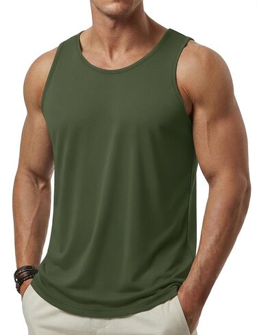 Cotrasen Men's Tank Top Cotton Moisture Wicking Sleeveless Shirts Summer Muscle Shirt Gym Workout Tank in Saudi Arabia