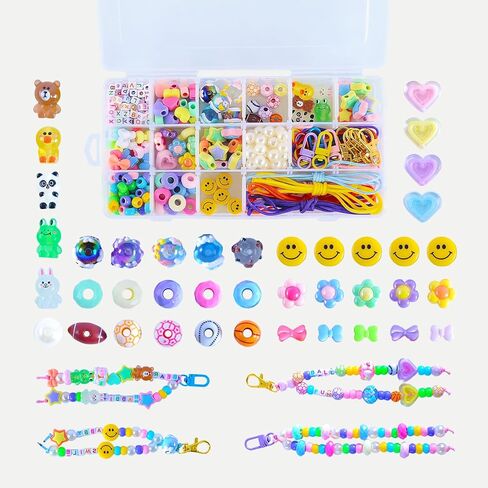 Enbelcto DIY Bead Keychain Making kit 361PCS Bead Bag Charm kit Acrylic Heart Star Flower Letter Alphabet Bag Beads DIY Key Chain Charm Supplies Crafts Accessoriess Jewerly Making Kit in Saudi Arabia