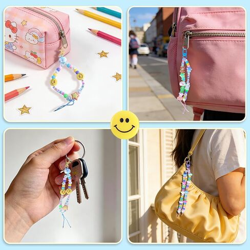 Enbelcto DIY Bead Keychain Making kit 361PCS Bead Bag Charm kit Acrylic Heart Star Flower Letter Alphabet Bag Beads DIY Key Chain Charm Supplies Crafts Accessoriess Jewerly Making Kit in Saudi Arabia