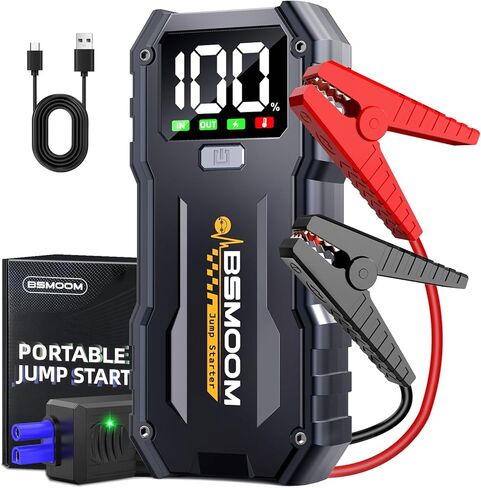 Car Jump Starter,5000A Portable Car Jump Starter Battery Pack (10.0L Gas/8L Diesel) 12V Car Battery Charger Jumper Starter, Jumper Cables,Portable Lithium Jump Box with LED Light/USB QC3.0 in Saudi Arabia