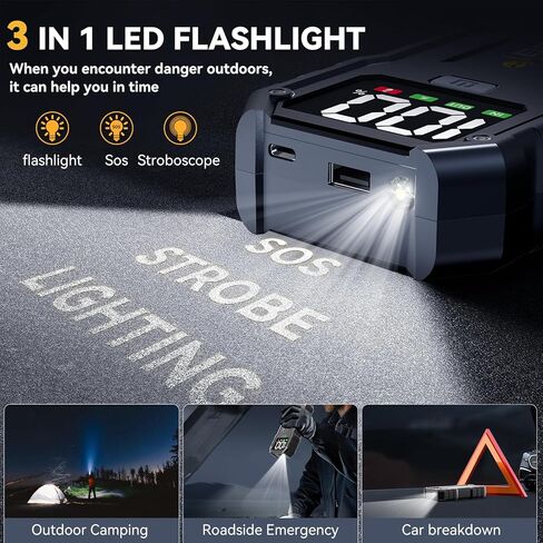 Car Jump Starter,5000A Portable Car Jump Starter Battery Pack (10.0L Gas/8L Diesel) 12V Car Battery Charger Jumper Starter, Jumper Cables,Portable Lithium Jump Box with LED Light/USB QC3.0 in Saudi Arabia