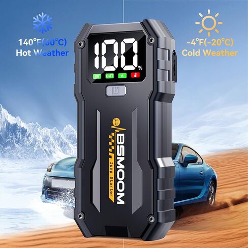 Car Jump Starter,5000A Portable Car Jump Starter Battery Pack (10.0L Gas/8L Diesel) 12V Car Battery Charger Jumper Starter, Jumper Cables,Portable Lithium Jump Box with LED Light/USB QC3.0 in Saudi Arabia