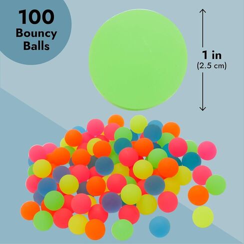 Juvale Bouncy Balls for Kids - Bulk Neon Rubber Bouncy Balls for Party Favors & Prizes - 100 Pack, 1 in (25mm) Multicolor in Kuwait