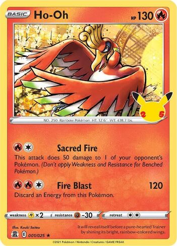 Ho-Oh Holo 25th Anniversary Celebrations 001/025, NM Pokemon Card in Saudi Arabia