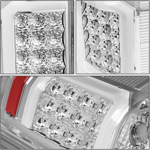 Auto Dynasty [C-Tube Light Bar 12-LED مصباح فرامل خلفي متوافق مع Chevy Silverado 1500 2500HD 3500HD 2007-2013، جانب السائق والراكب، غطاء من الكروم، عدسة شفافة in Kuwait