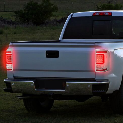 Auto Dynasty [C-Tube Light Bar 12-LED مصباح فرامل خلفي متوافق مع Chevy Silverado 1500 2500HD 3500HD 2007-2013، جانب السائق والراكب، غطاء من الكروم، عدسة شفافة in Kuwait