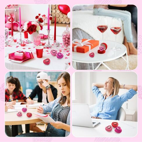 30 Pieces Heart Stress Relief Balls,3 Colors Mini Heart Balls,Smile Funny Face Foam Balls for Valentine Day,School Carnival Reward,Party Gift Bag Fillers in Saudi Arabia