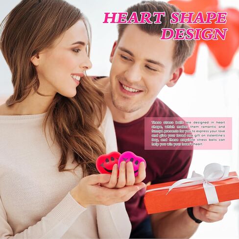 30 Pieces Heart Stress Relief Balls,3 Colors Mini Heart Balls,Smile Funny Face Foam Balls for Valentine Day,School Carnival Reward,Party Gift Bag Fillers in Saudi Arabia