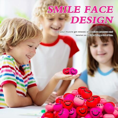 30 Pieces Heart Stress Relief Balls,3 Colors Mini Heart Balls,Smile Funny Face Foam Balls for Valentine Day,School Carnival Reward,Party Gift Bag Fillers in Saudi Arabia
