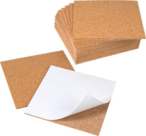 20 Pack Self Adhesive Cork Sheets 4x4 Inch, 2mm Thick Peel and Stick Cork Squares for DIY Coasters and Tile Backing in Saudi Arabia