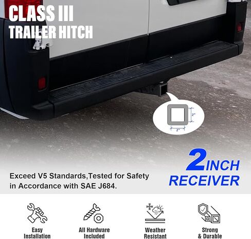 APS Rear Trailer Hitch, 2 inch Towing Hitch Receiver Class 3 Hitch Cover Included Compatible with Ram ProMaster 1500 2500 3500 2014-2026 in Kuwait