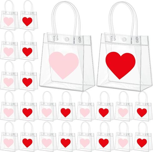 Aliceset 24 Pcs Patriotic Gift Bags Bulk with Handle, 4th of July Clear Plastic PVC Gift Bags, American Flag Goodie Holder for Independence Day USA Patriotic Party Favor (Flag, 9.84"x 9.84"x 3.54") in Kuwait
