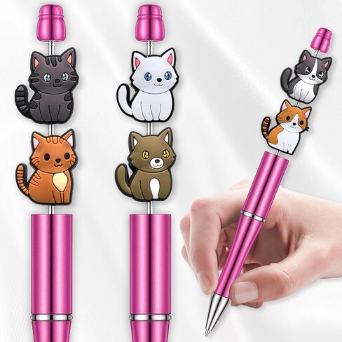 Sea Animals Cat Cheer Butterfly Flowers School Focal Beads for Pens, Silicone Focal Beads Bulk for Bead Pens Keychain Bracelet Jewelry Making for Adults (Cat) in Saudi Arabia