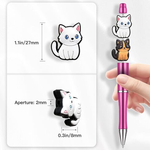 Sea Animals Cat Cheer Butterfly Flowers School Focal Beads for Pens, Silicone Focal Beads Bulk for Bead Pens Keychain Bracelet Jewelry Making for Adults (Cat) in Saudi Arabia
