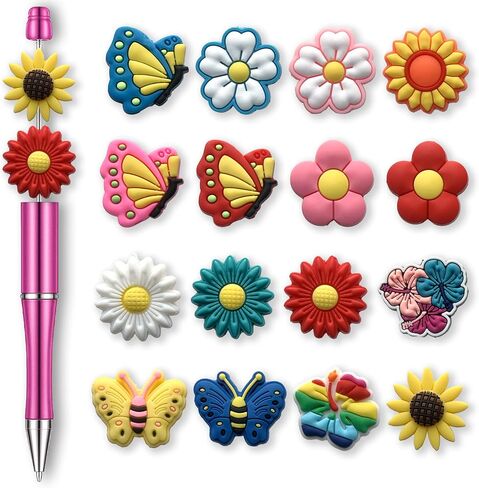 Sea Animals Cat Cheer Butterfly Flowers School Focal Beads for Pens, Silicone Focal Beads Bulk for Bead Pens Keychain Bracelet Jewelry Making for Adults (Cat) in Saudi Arabia