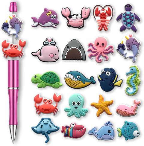 Sea Animals Cat Cheer Butterfly Flowers School Focal Beads for Pens, Silicone Focal Beads Bulk for Bead Pens Keychain Bracelet Jewelry Making for Adults (Cat) in Saudi Arabia