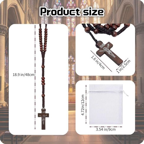 60Pcs Olive Wooden Rosary Beads Bulk with Cross Pendant and Organza Bags, 5 Colors Catholic Prayer Beads for Church Events, Baptism, Retreat, Wedding, Memorial Gifts in Saudi Arabia
