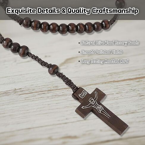 60Pcs Olive Wooden Rosary Beads Bulk with Cross Pendant and Organza Bags, 5 Colors Catholic Prayer Beads for Church Events, Baptism, Retreat, Wedding, Memorial Gifts in Saudi Arabia