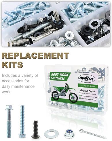 مجموعة مسامير الجسم 220 قطعة مناسبة لـ KX85 KX60 KX100 KX65 KX250 KX125 KX250X KX500 KX450X KX250F KX450F KX80 KX112 KX420 مجموعة مسامير تثبيت مسامير الدراجة الترابية in Kuwait