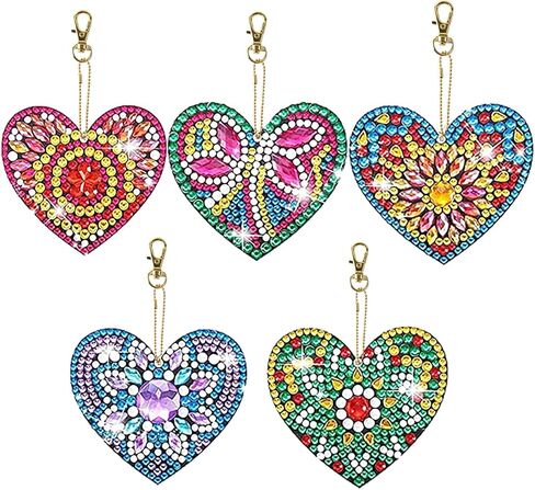 LazyFold 5Pcs Diamond Art Painting Keychain Kits for Adults,Datura Theme Pattern Diamond Painting Keychain Ornaments Key Ring Art Pendant Fall Festival Decor in Saudi Arabia
